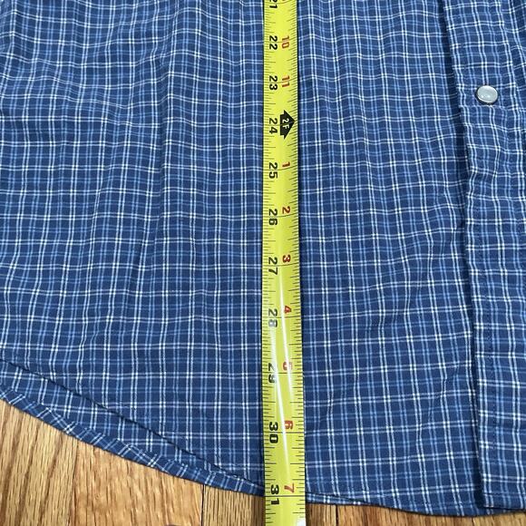 Criquet Snap Button Up Long Sleeve Shirt Mens XL Blue Plaid Nylon Tencel Cotton - Picture 6 of 8